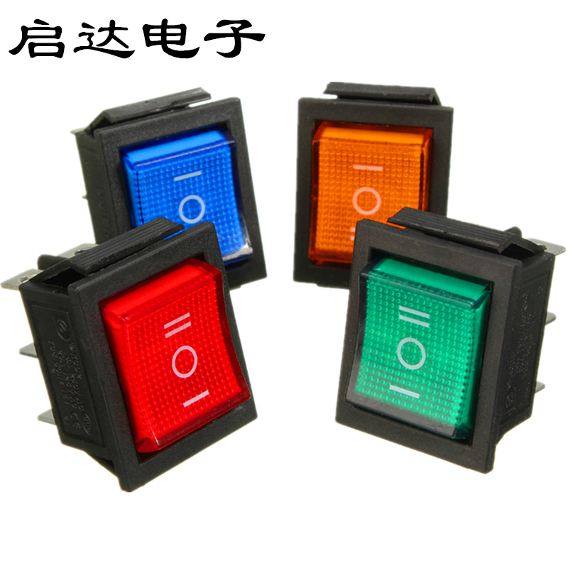 供应KCD4-202N大六脚 带灯开关 船型开关 翘板开关