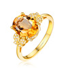 Golden adjustable stone inlay with bow, zirconium, ring with stone, European style, 18 carat, bright catchy style