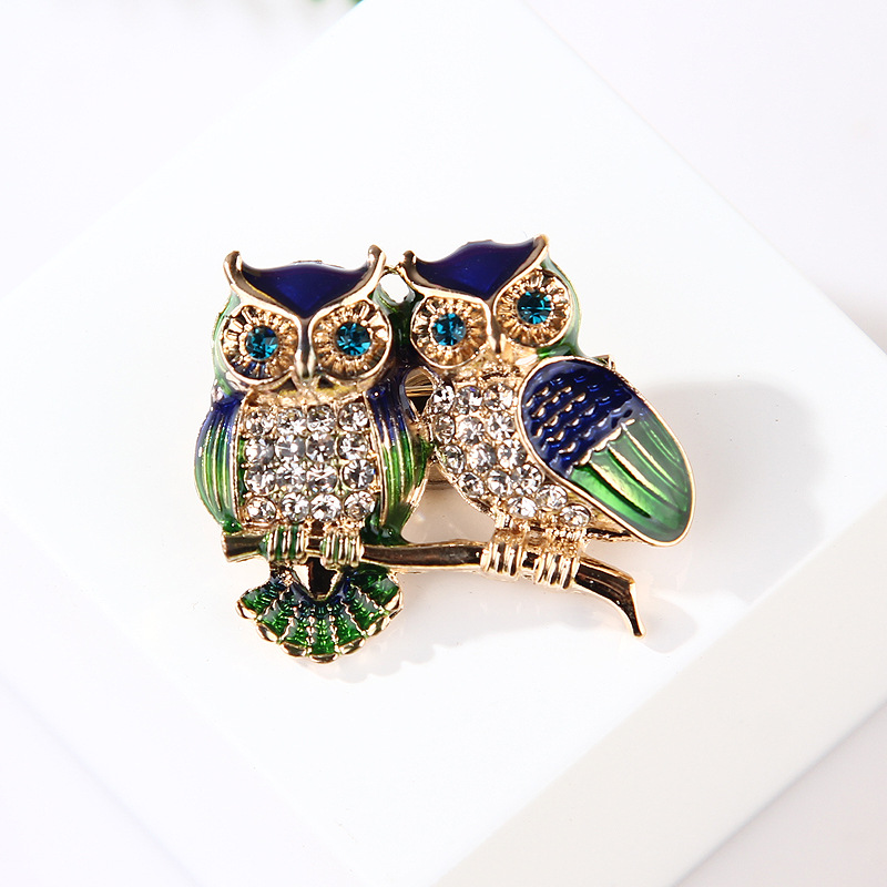 Retro Owl Alloy Inlay Artificial Gemstones Unisex Brooches display picture 4