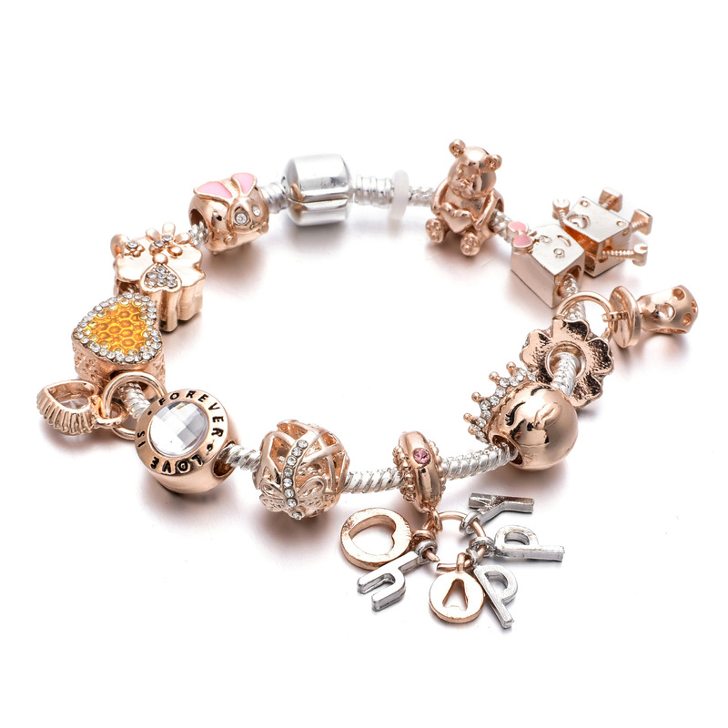 Rose gold ladies Bracelet small Bella robot happy jewelry European and American alloy jewelry factory wholesale