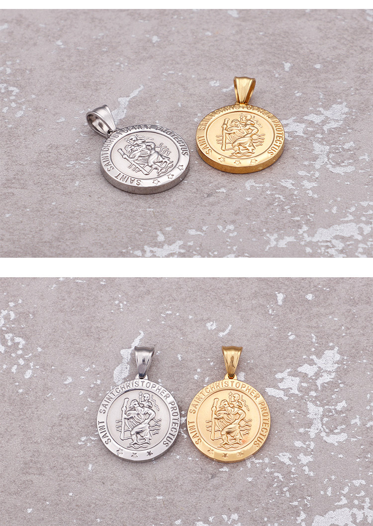 Gold, Silver Color European And American Fashion Stainless Steel Fashion Simple Religious Pendant Necklace
