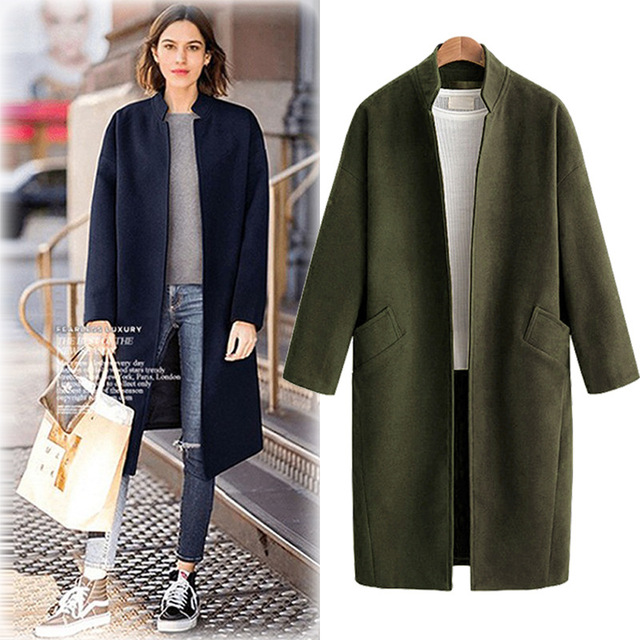 Mock Neck medium length Plush loose coat