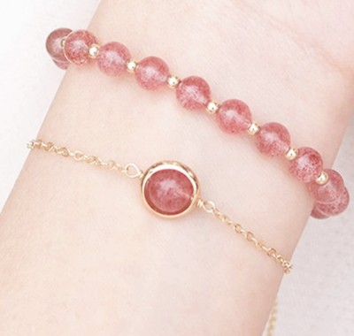 韩版时尚草莓晶手链 抖音同款文艺小清新草莓晶手串女一件代发|ms