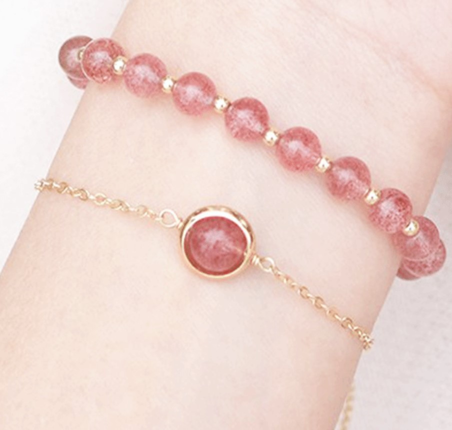 韩版时尚草莓晶手链 抖音同款文艺小清新草莓晶手串女一件代发|ms