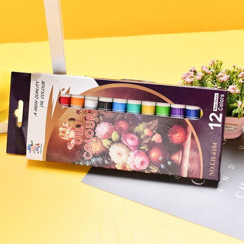 Wholesale 12ml boxed oil paint, children's painting art paint, wall painting paint, hose paint set