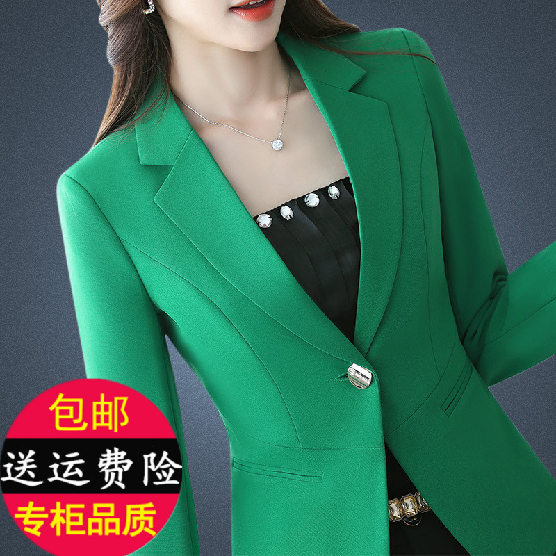 pinkycolor leisure time Small suit coat Long sleeve Korean Edition Waist Self cultivation Emerald man 's suit 2018 The new spring