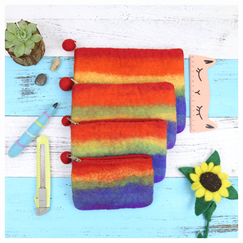 Women's Rainbow Wool Felt Zipper Coin Purses display picture 2