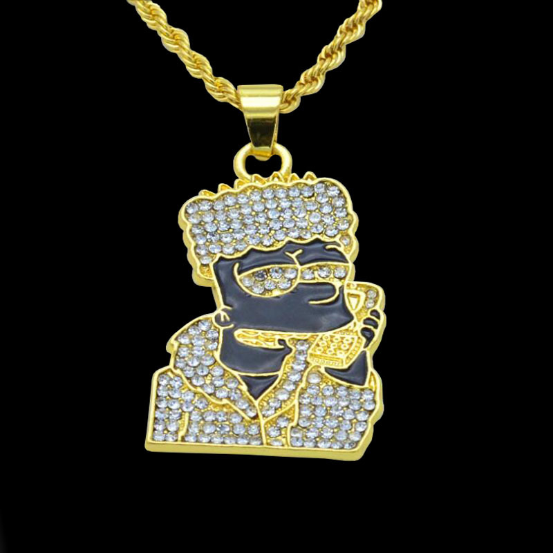Wholesale Hip Hop Cartoon Head Necklace Pendant Men Jewelry Wholesale