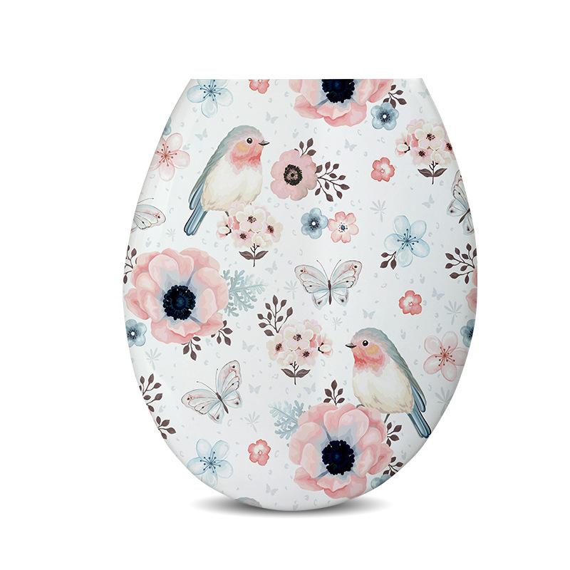 Impreso engrosado PP Universal en forma de U cubierta de inodoro de plástico asiento de inodoro de estilo europeo cubierta de la Junta de inodoro accesorios de tocador