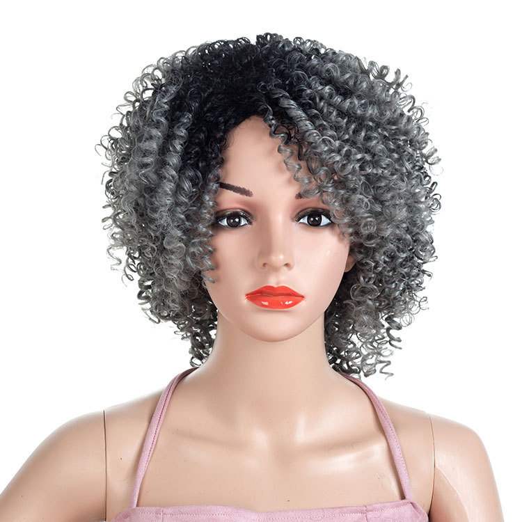 Curly Hair Wigs Wig headgear female gradual high temperature Synthetic wigs headgear African small curl wig