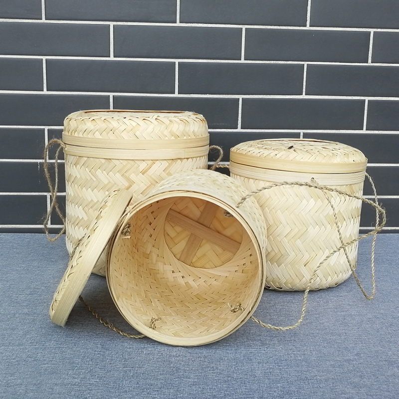 竹编竹盒定制包装盒编织茶叶中秋月饼礼盒竹制粽子篮|ms