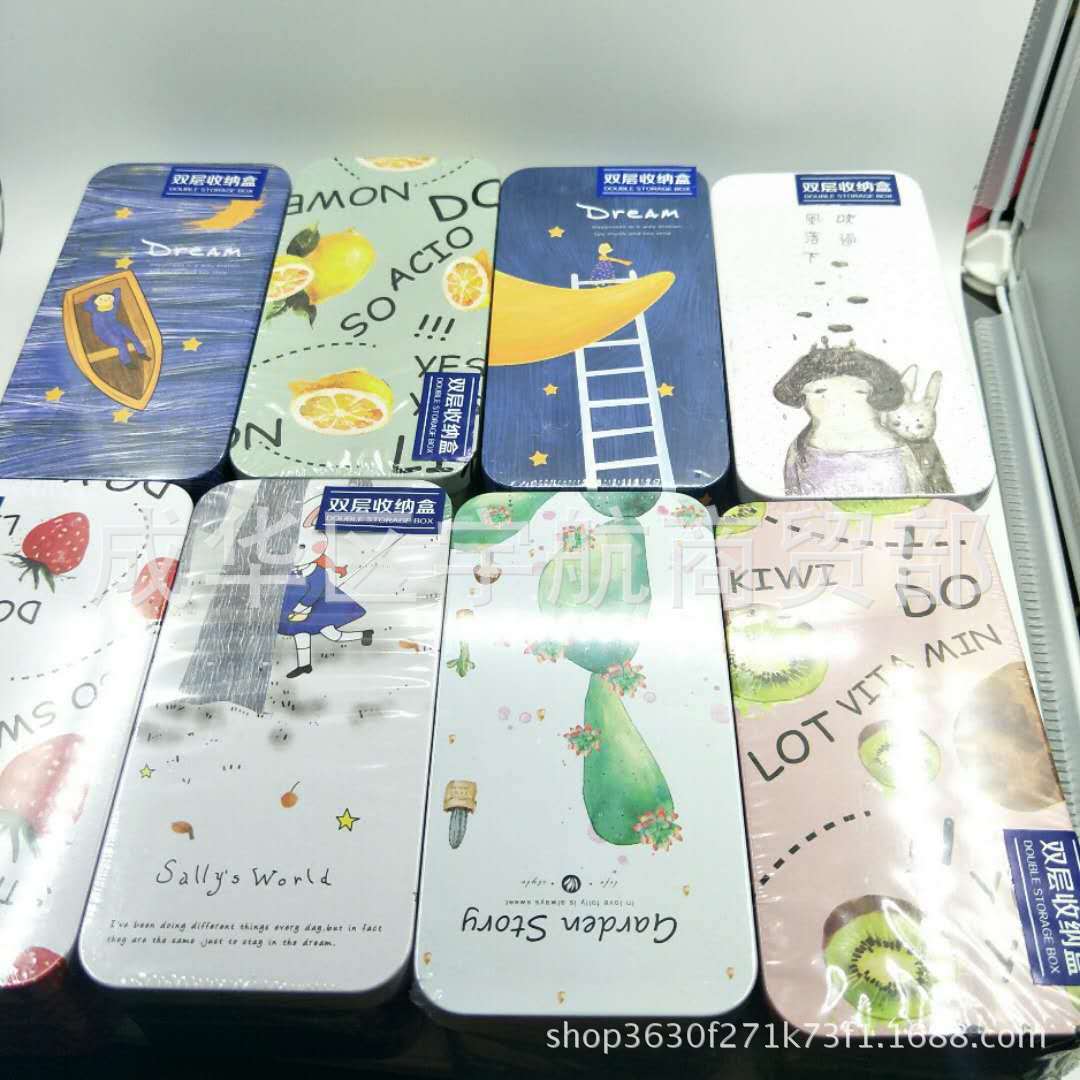 Stationery,Pencil box,Double storage box,double-deck Iron stationery