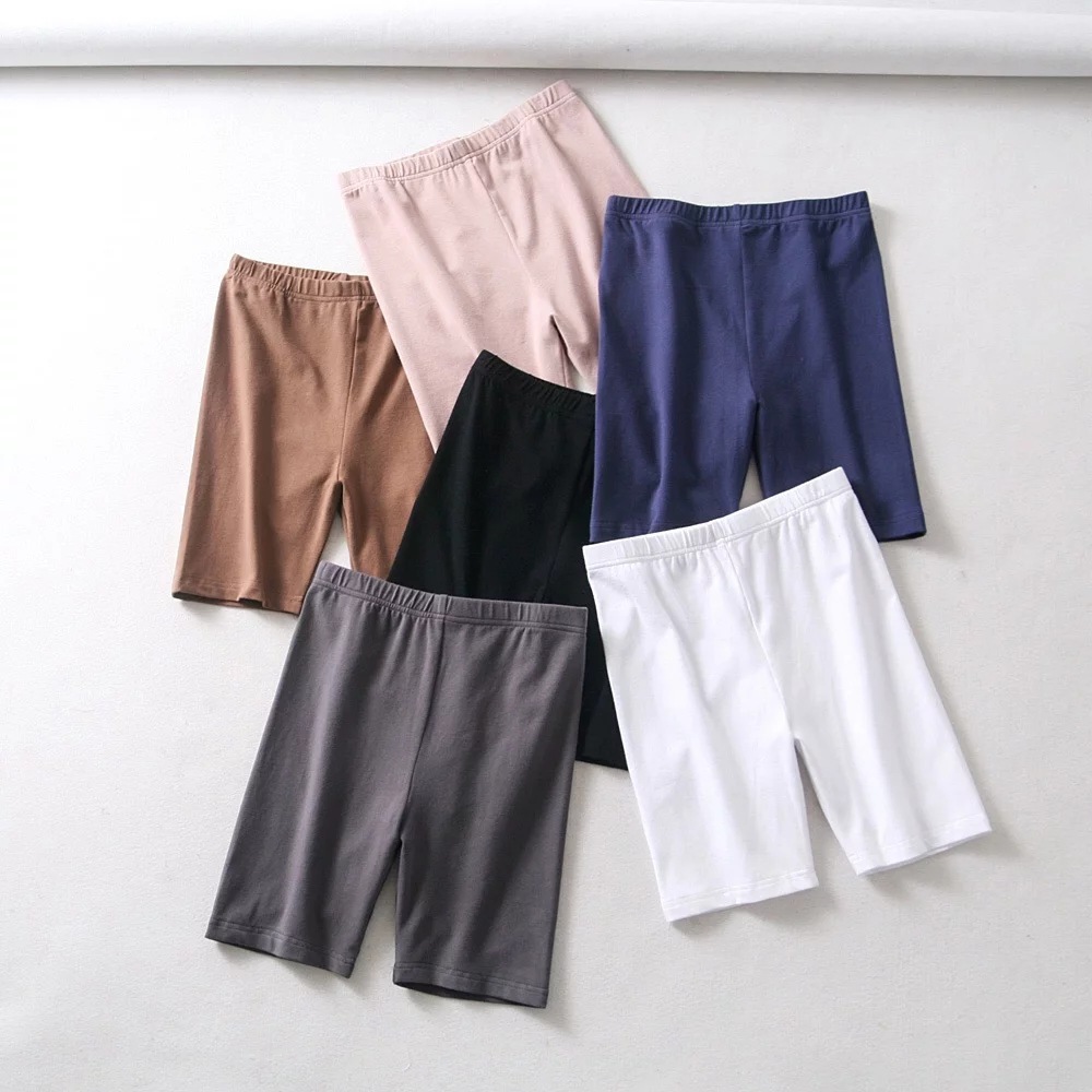 high waist solid color riding five-point pants   NSAC15014