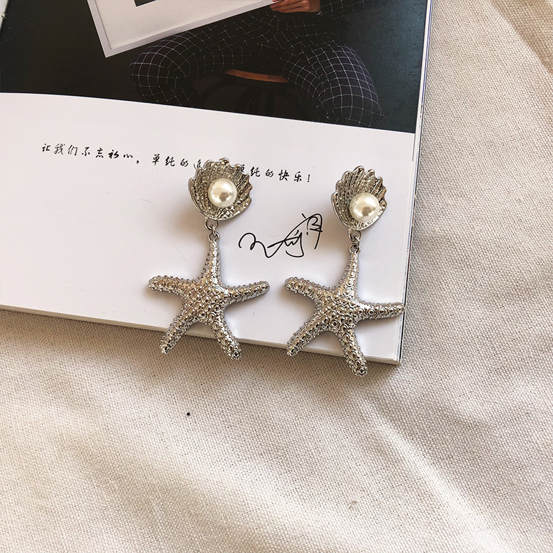 New Ocean Style Starfish Shell Pearl Earrings display picture 5