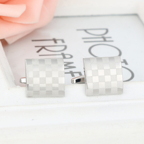 European and American movies around foreign trade grid laser cufflinks men's French cufflinks factory wholesale 