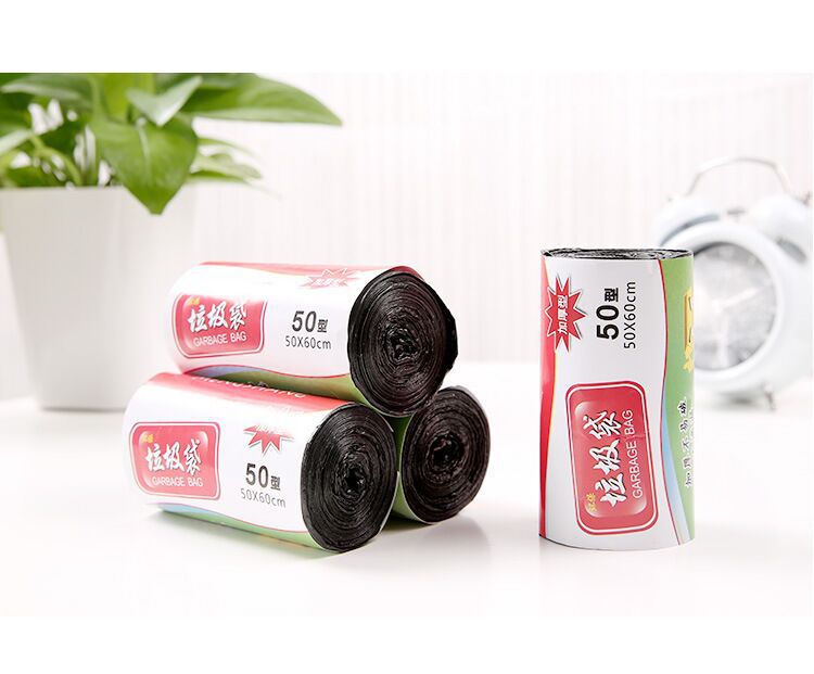 Bolsas de basura grandes con cordón, tipo plano, para uso doméstico, tipo grueso, con asas desprendibles, bolsas de basura desechables.