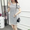 Summer long dress, fashionable top, sexy T-shirt, 2018, with short sleeve, open shoulders, slim fit, mid-length