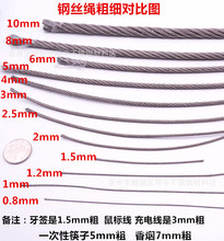 不锈钢包塑钢丝绳升降晾衣架钢丝绳配件双杆自动晾衣架手1.2MM