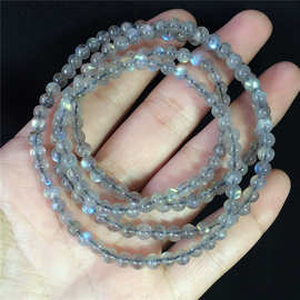 琦毅饰品天然水晶手串拉长石手链灰月光手串男女款冰种月光石批发