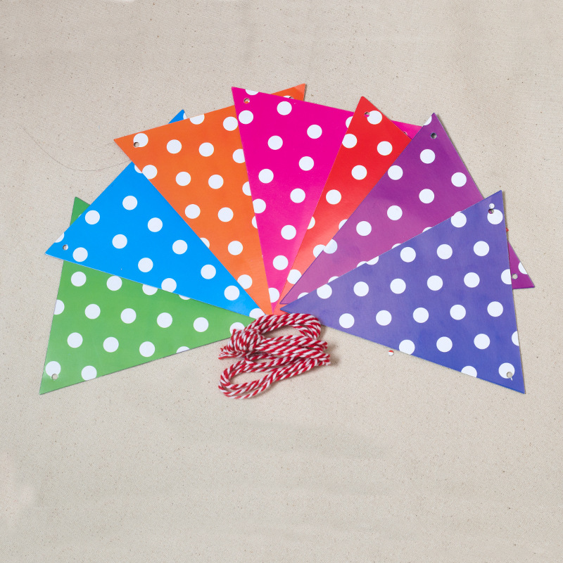 【四色圆点】节庆派对活动用品横幅三角彩旗