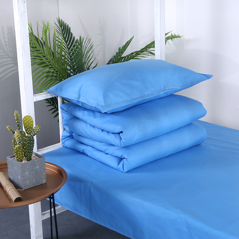 批發學生學校專用定制純色三件套純棉床單被套供淘寶微商壹件代發