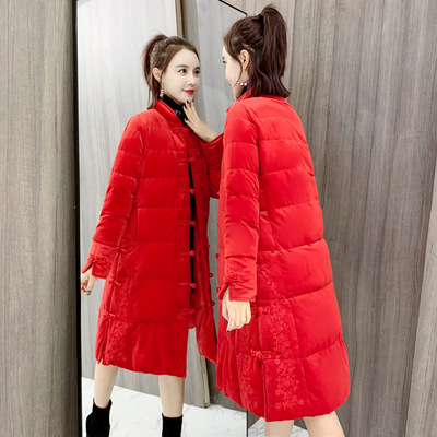 Chinese style gules Down Jackets fashion Trend Simplicity comfortable Stand collar Solid 2018 winter New products Extension