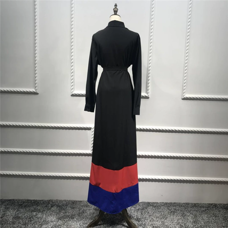 LR118 cross-border e-commerce Middle Eastern Turkish color-blocked cardigan robe light and loose splicing extra large size