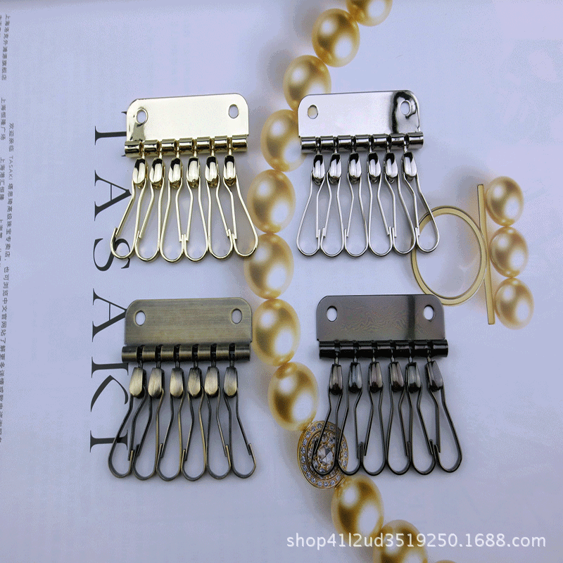 精致通体黄铜6位挂钩钥匙排高端手工皮具箱包DIY钥匙包配件