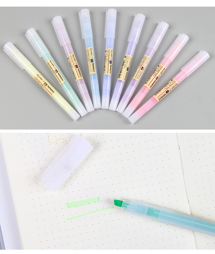 8g Weight School Occasion Plastic Material Pink, Purple, Red, Green, Blue, Yellow Color Fashion Fluorescent Note Pens Color Strokes Key Markers Candy-colored Flashing Pens 1
