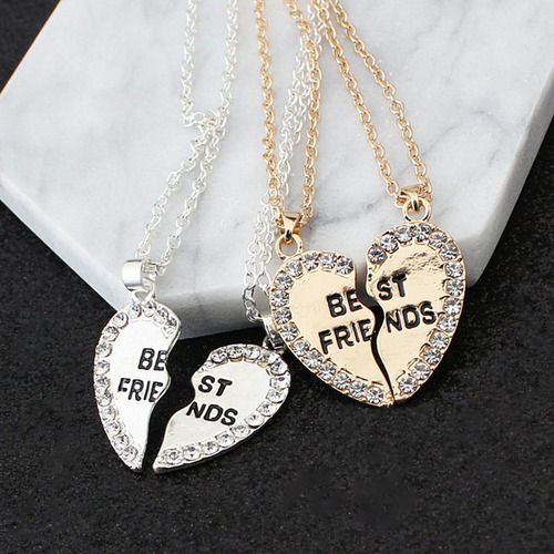 European and American foreign trade love pendant necklace, fashionable diamond best friends best friends accessories necklace