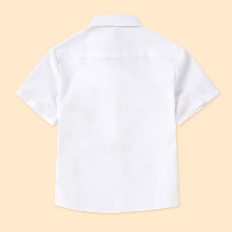 Camisa blanca de manga corta para niños delgada de verano sin planchar uniforme de rendimiento de vestir británico camisa blanca de media manga