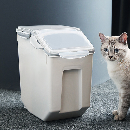 Kitchen Japanese-style rice bucket sealed insect-proof with lid storage plastic pet cat food storage bucket multi-functional 10kg moisture-proof