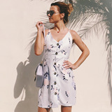 Ремень с бантиком, пляжное платье, Amazon, в цветочек, с открытой спиной, А-силуэт