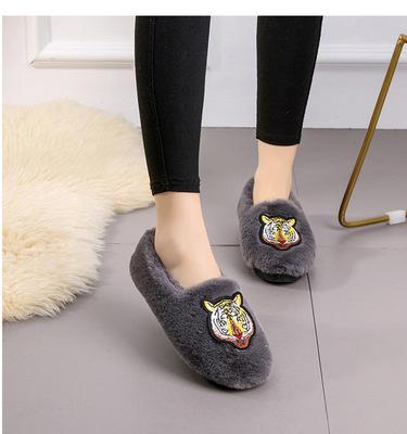 冬季新款女鞋毛绒韩版时尚小棉鞋加绒防滑保暖休闲鞋舒适平底鞋|ru