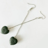 Natural ore, oil, long earrings with tassels heart shaped, new collection