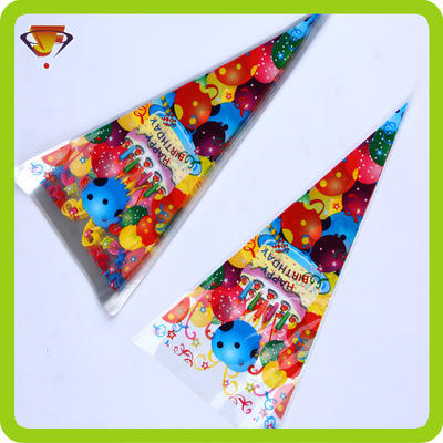 厂家定制印刷OPP三角袋 节日礼品包装袋 鲜花袋 裱花奶油袋食品袋