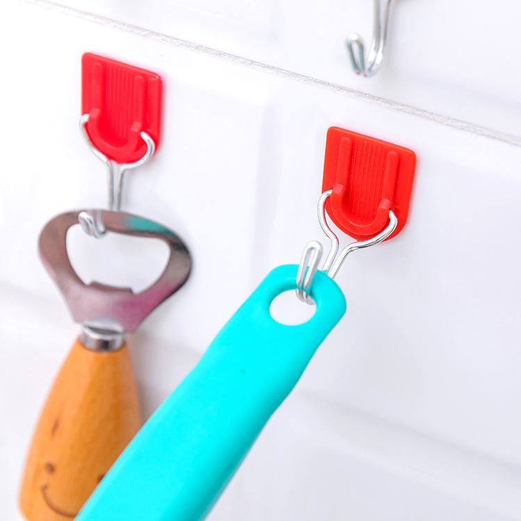 Creativo gancho de 6 piezas sin clavos cocina transparente gancho pegajoso puerta del baño trasero pequeño gancho de pared colgando gancho de ropa