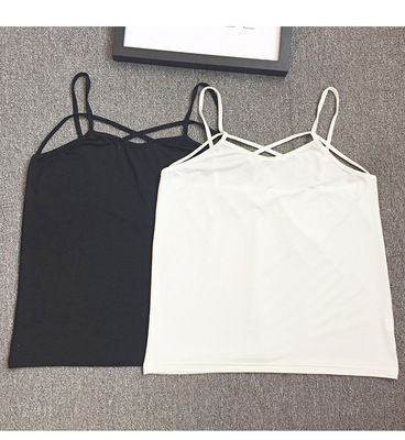 胖妹妹大码女装棉质小背心　夏季胖mm200斤前胸交叉小吊带背心188