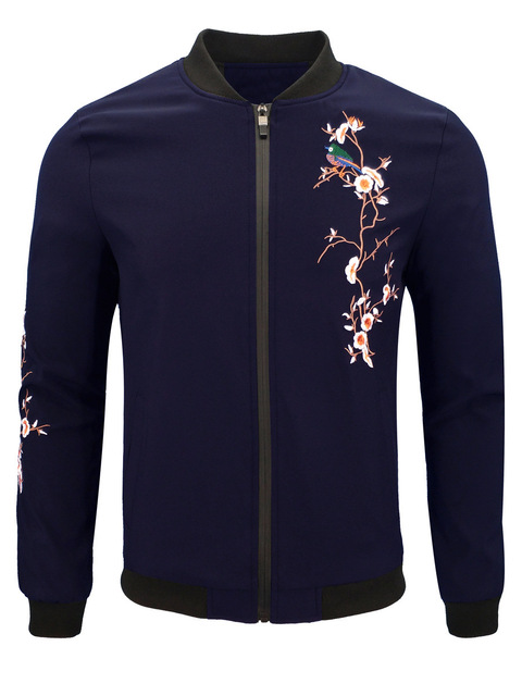 Spring and autumn men’s thin Embroidered Baseball collar coat casual versatile jacket men