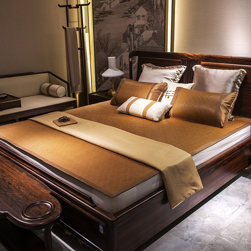 夏天凉席1.8m床双面冰丝藤席加厚双人1.5米三件套藤编席|ms