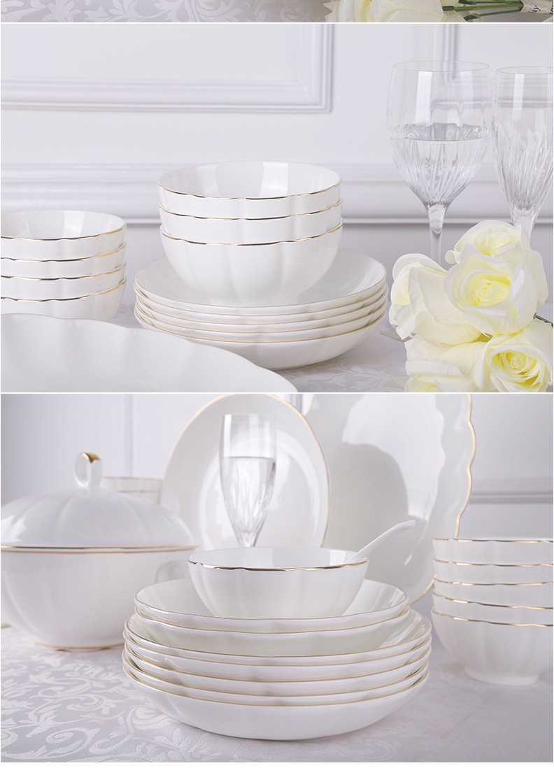 爱哈顿西式家用骨瓷碗筷入伙碗碟套装欧式简约餐具套装礼盒装_1