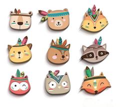 INS Kindergarten Children's Room Wall Decor Cartoon Wood Plastic Animal Wall Sticker Photography Prop
