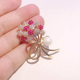 女款胸针胸花时尚水晶气质百搭西装大衣开衫大别针韩国珍珠配饰品