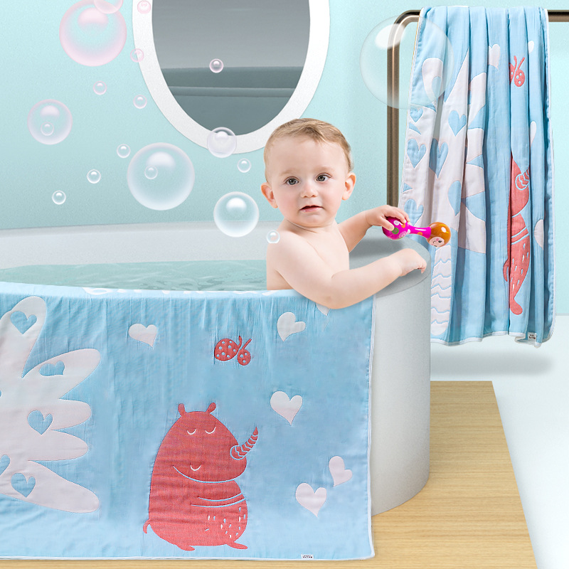 嬰兒浴巾新生兒純棉吸水寶寶紗布柔軟棉紗兒童洗澡巾毛巾初生蓋毯