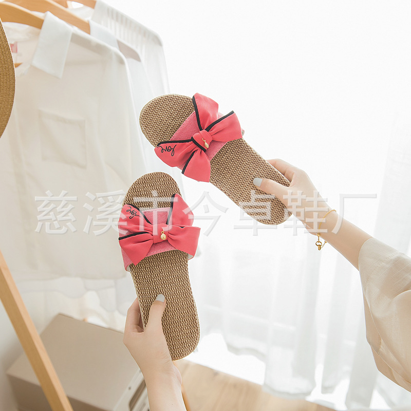 Hemp slippers Home Furnishing lovers indoor slipper Wood floor Cotton and hemp Home non-slip summer sandals Shower Room slipper