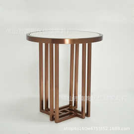 现代简约大理石不锈钢圆形茶几 客厅创意角几 电话几c22