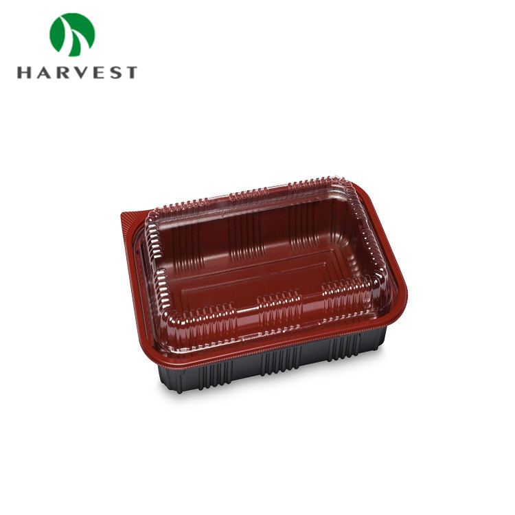 菁禾塑料PP-8510一次性快餐盒 红黑单格快餐盒外卖打包盒便当盒