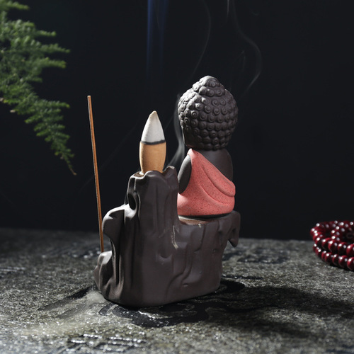 Backflow incense burner creative purple sand monk mountain water incense burner ceramic crafts incense road home office ornaments