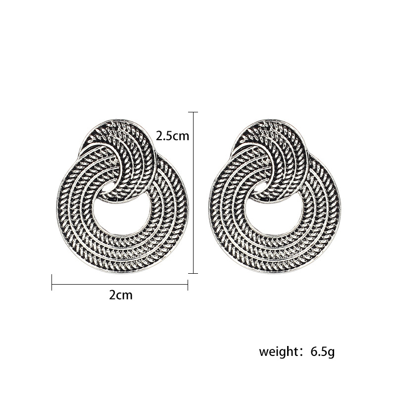 7g Weight Hot Style Retro Geometric Circle Ethnic Style Earrings