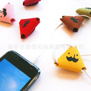 厂家直销新款羊毛毡数据线绕线器 绑线带耳机绕线器 可定制